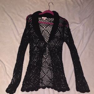 Crochet black long sleeve jacket
